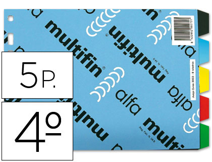 SEPARADOR MULTIFIN 3003 PLASTICO CUARTO APAISADO 5 PESTAAS 215X155 MM