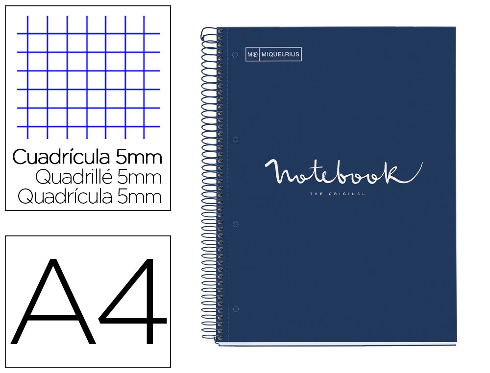 CUADERNO ESPIRAL MIQUELRIUS NOTEBOOK 1 EMOTIONS TAPA FORRADA DIN A4 MICROPERFORADO 80 HOJAS 90G/M2 CUADRO 5 MM
