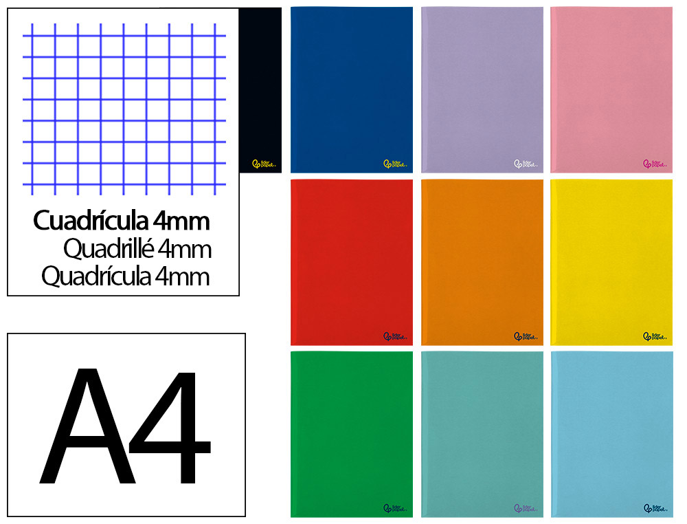 LIBRETA LIDERPAPEL SMART A4 32 HOJAS 75GR CUADRO 4MM CON MARGEN COLORES SURTIDOS