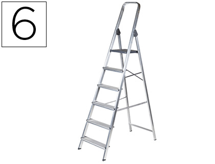 ESCALERA Q-CONNECT DE ALUMINIO 6 PELDAOS 1203X510X1895 MM PESO MAXIMO 150 KG EN-131