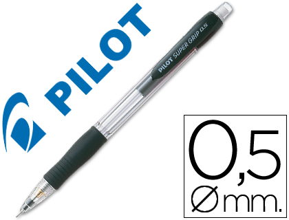 PORTAMINAS PILOT SUPER GRIP NEGRO 0,5 MM SUJECION DE CAUCHO