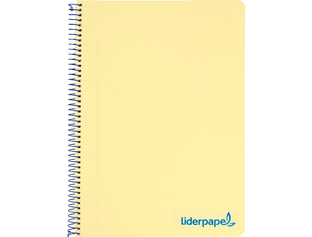 CUADERNO ESPIRAL LIDERPAPEL A5 MICRO WONDER TAPA PLASTICO 120H 90GR CUADRO 5MM 5 BANDAS 6 TALADROS COLOR AMARILLO