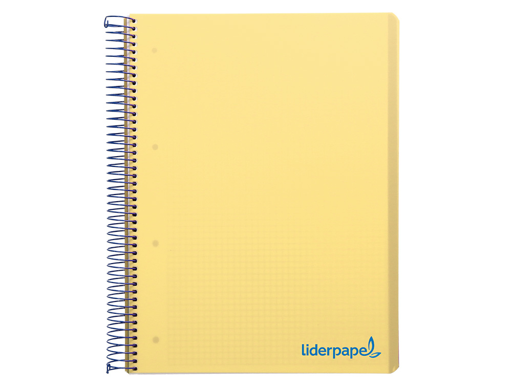 CUADERNO ESPIRAL LIDERPAPEL A5 MICRO WONDER TAPA PLASTICO 120H 90GR CUADRO 5MM 5 BANDAS 6 TALADROS COLOR AMARILLO
