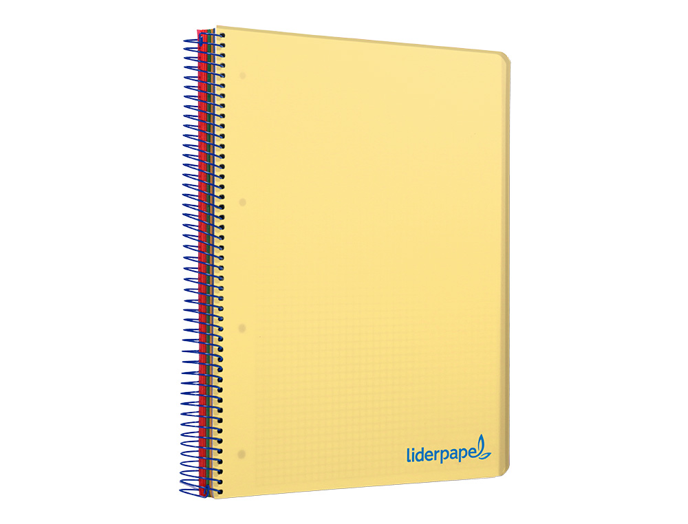 CUADERNO ESPIRAL LIDERPAPEL A5 MICRO WONDER TAPA PLASTICO 120H 90GR CUADRO 5MM 5 BANDAS 6 TALADROS COLOR AMARILLO