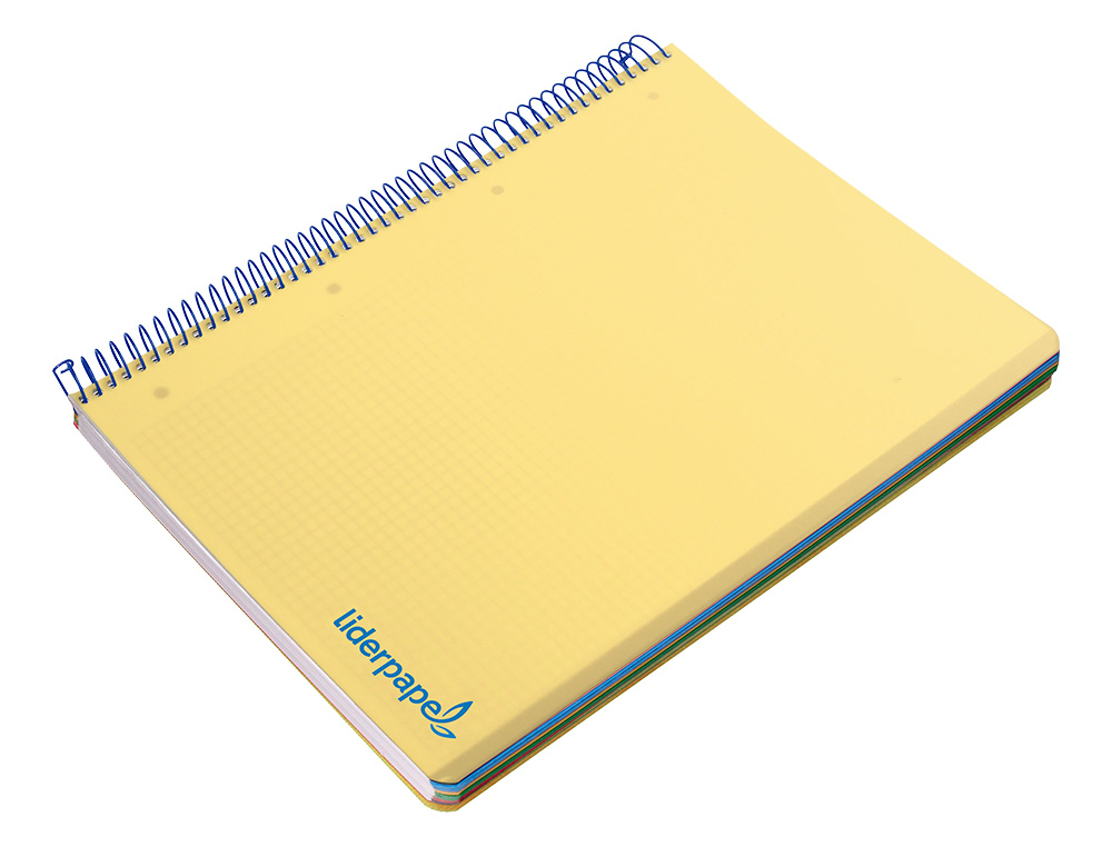 CUADERNO ESPIRAL LIDERPAPEL A5 MICRO WONDER TAPA PLASTICO 120H 90GR CUADRO 5MM 5 BANDAS 6 TALADROS COLOR AMARILLO