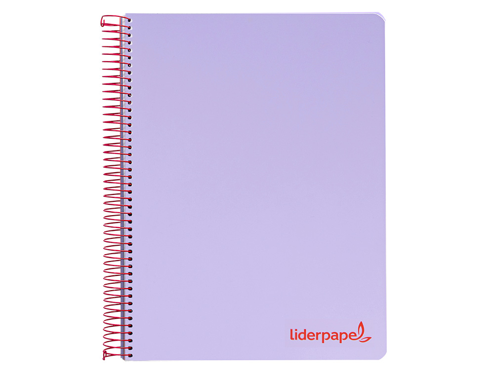 CUADERNO ESPIRAL LIDERPAPEL A5 MICRO WONDER TAPA PLASTICO 120H 90GR CUADRO 5MM 5 BANDAS 6 TALADROS COLOR VIOLETA