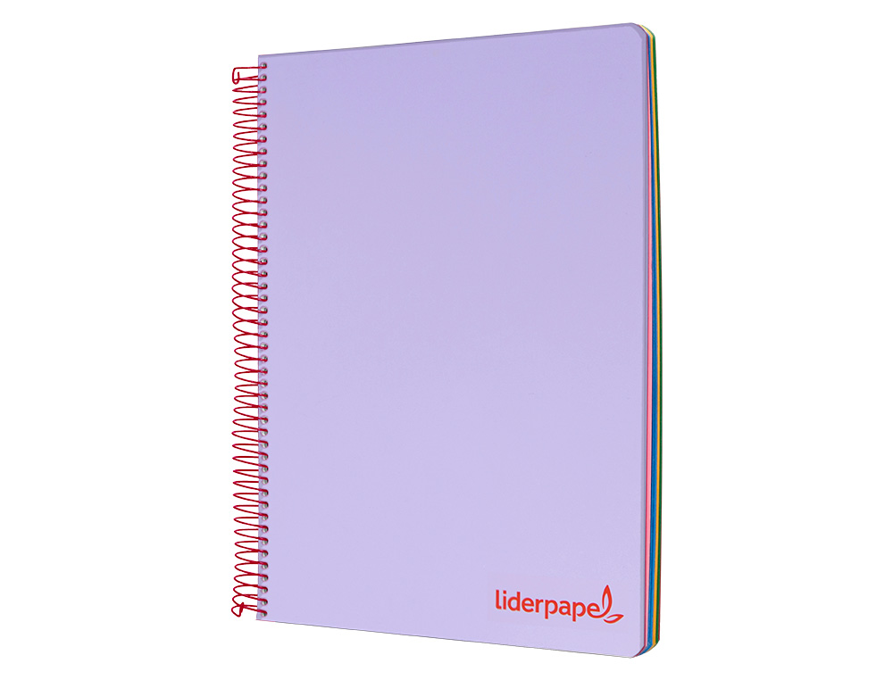 CUADERNO ESPIRAL LIDERPAPEL A5 MICRO WONDER TAPA PLASTICO 120H 90GR CUADRO 5MM 5 BANDAS 6 TALADROS COLOR VIOLETA