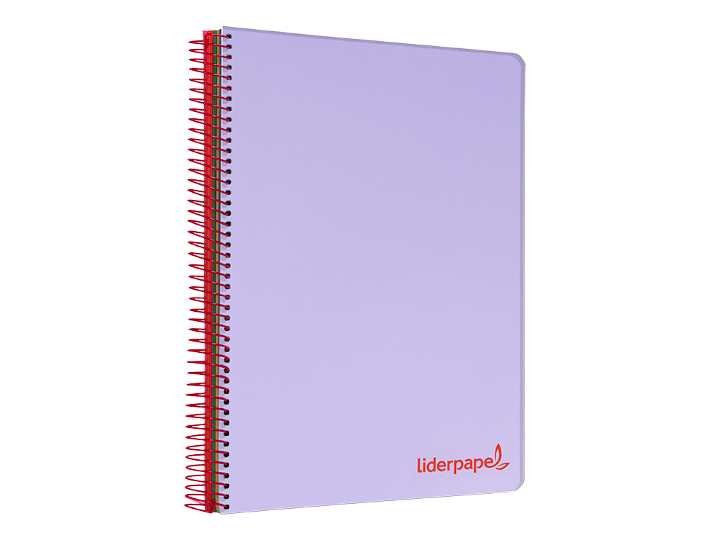 CUADERNO ESPIRAL LIDERPAPEL A5 MICRO WONDER TAPA PLASTICO 120H 90GR CUADRO 5MM 5 BANDAS 6 TALADROS COLOR VIOLETA