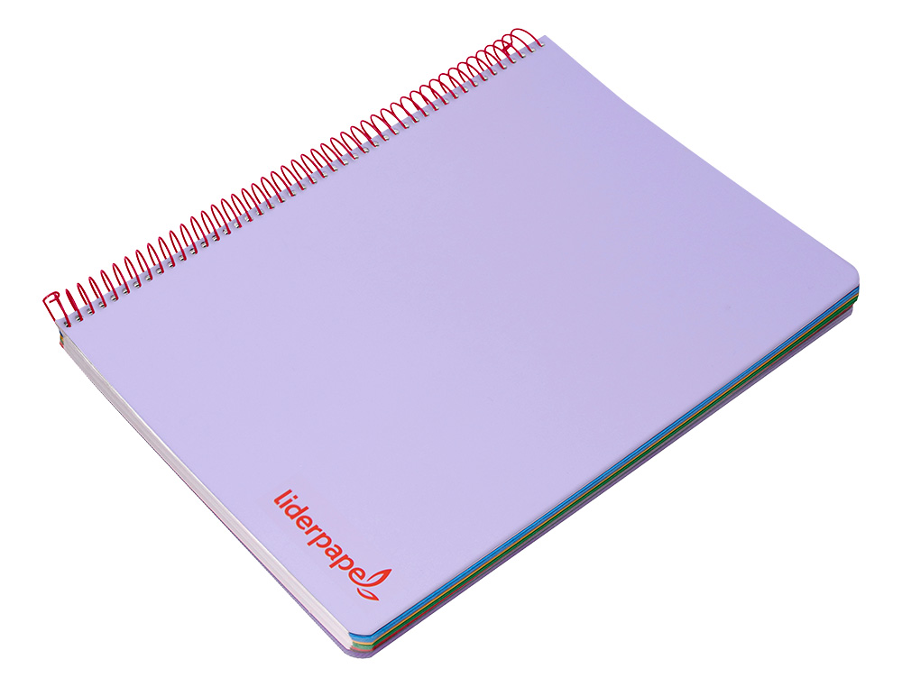 CUADERNO ESPIRAL LIDERPAPEL A5 MICRO WONDER TAPA PLASTICO 120H 90GR CUADRO 5MM 5 BANDAS 6 TALADROS COLOR VIOLETA