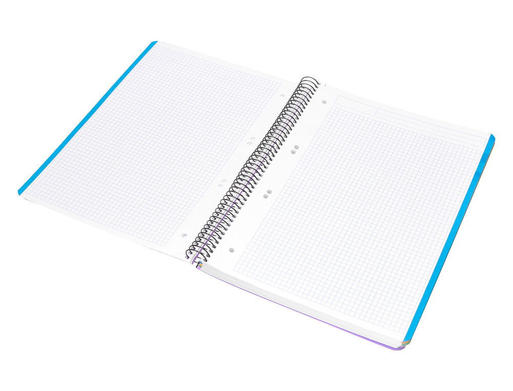 CUADERNO ESPIRAL LIDERPAPEL A5 MICRO WONDER TAPA PLASTICO 120H 90GR CUADRO 5MM 5 BANDAS 6 TALADROS COLOR VIOLETA