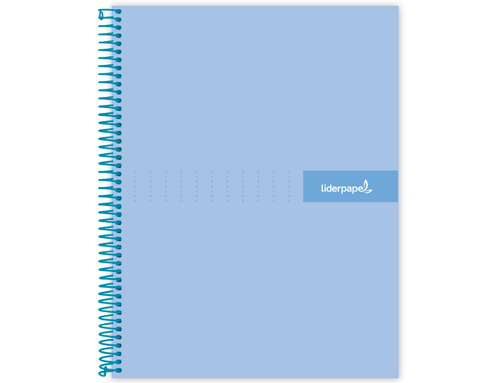 CUADERNO ESPIRAL LIDERPAPEL A5 MICRO CRAFTY TAPA FORRADA 120H 90GR CUADRO 5MM 5 BANDAS 6 TALADROS COLOR CELESTE