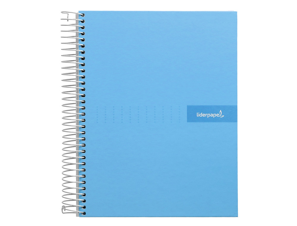 CUADERNO ESPIRAL LIDERPAPEL A5 MICRO CRAFTY TAPA FORRADA 120H 90GR CUADRO 5MM 5 BANDAS 6 TALADROS COLOR CELESTE