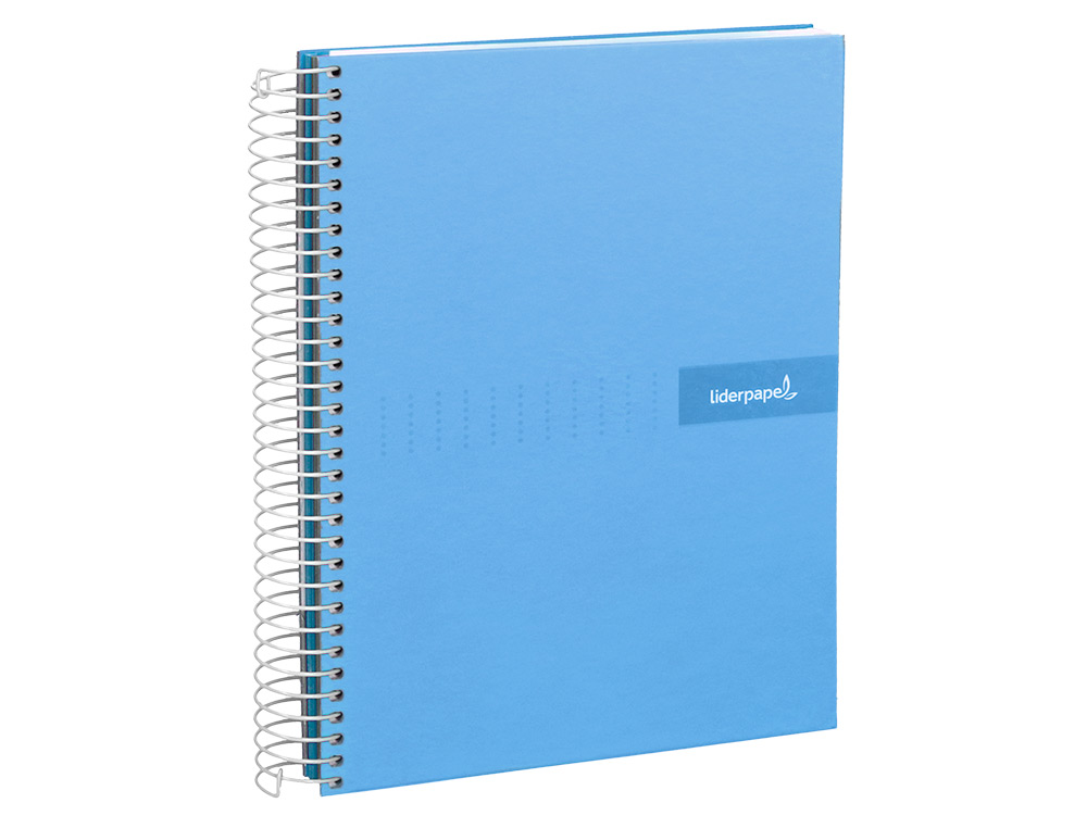 CUADERNO ESPIRAL LIDERPAPEL A5 MICRO CRAFTY TAPA FORRADA 120H 90GR CUADRO 5MM 5 BANDAS 6 TALADROS COLOR CELESTE