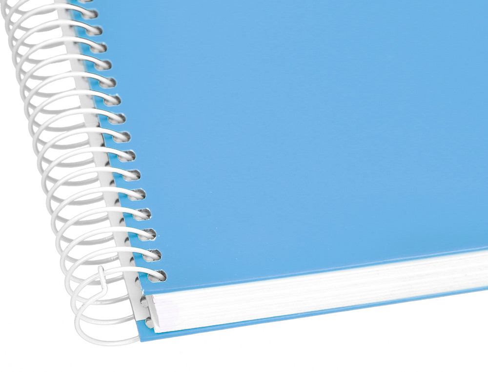 CUADERNO ESPIRAL LIDERPAPEL A5 MICRO CRAFTY TAPA FORRADA 120H 90GR CUADRO 5MM 5 BANDAS 6 TALADROS COLOR CELESTE