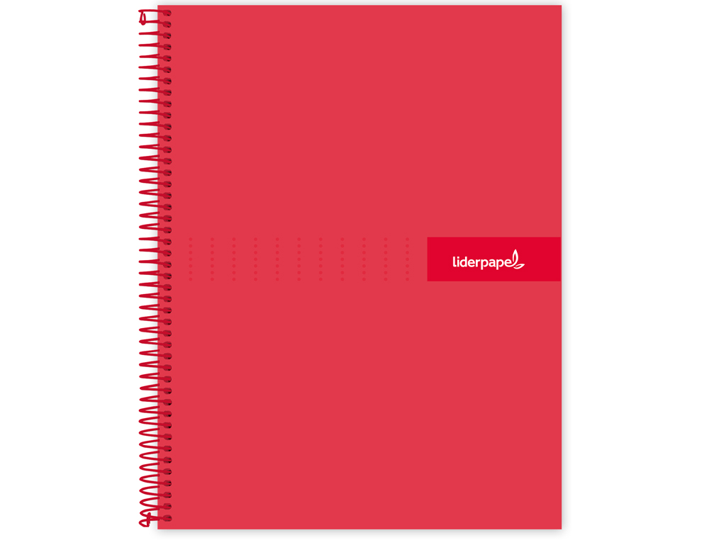 CUADERNO ESPIRAL LIDERPAPEL A5 MICRO CRAFTY TAPA FORRADA 120H 90GR CUADRO 5MM 5 BANDAS 6 TALADROS COLOR ROJO
