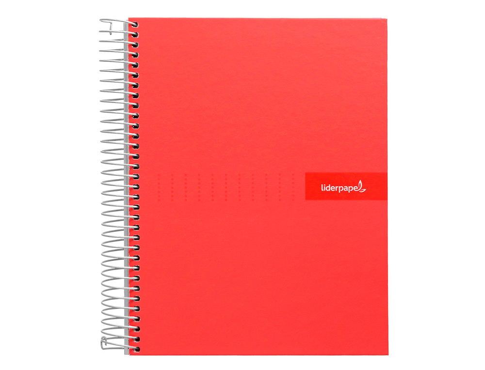CUADERNO ESPIRAL LIDERPAPEL A5 MICRO CRAFTY TAPA FORRADA 120H 90GR CUADRO 5MM 5 BANDAS 6 TALADROS COLOR ROJO
