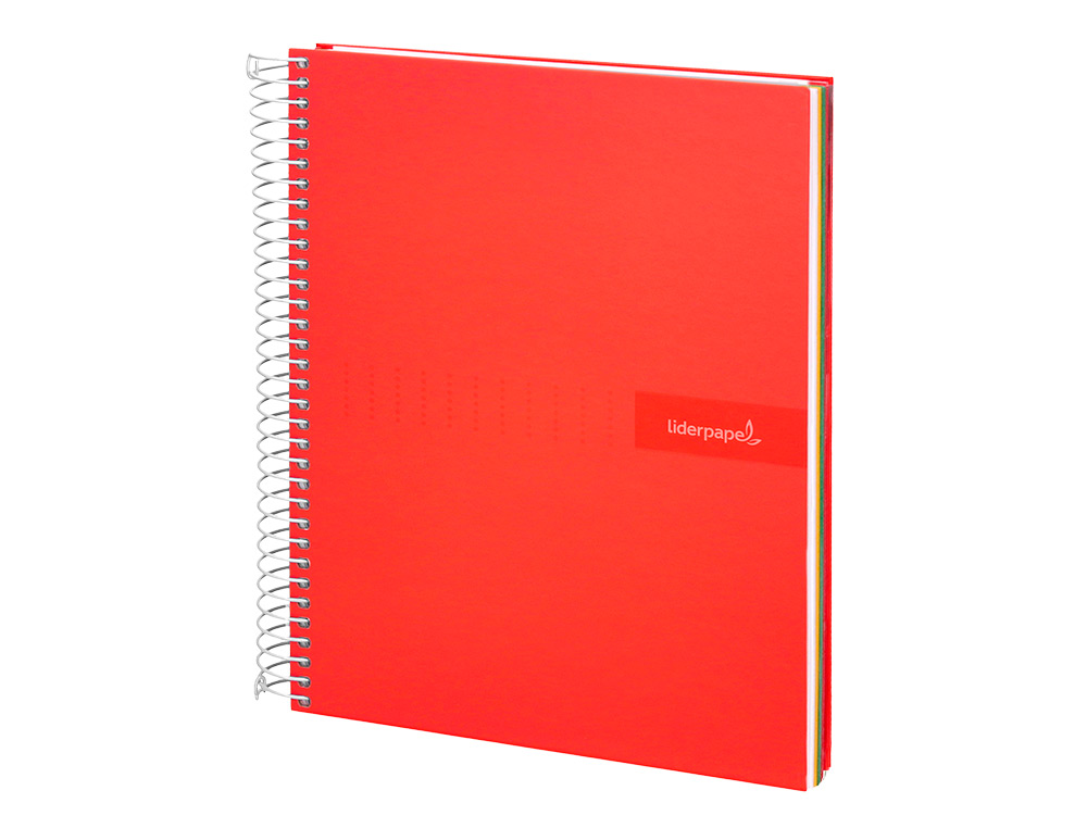 CUADERNO ESPIRAL LIDERPAPEL A5 MICRO CRAFTY TAPA FORRADA 120H 90GR CUADRO 5MM 5 BANDAS 6 TALADROS COLOR ROJO