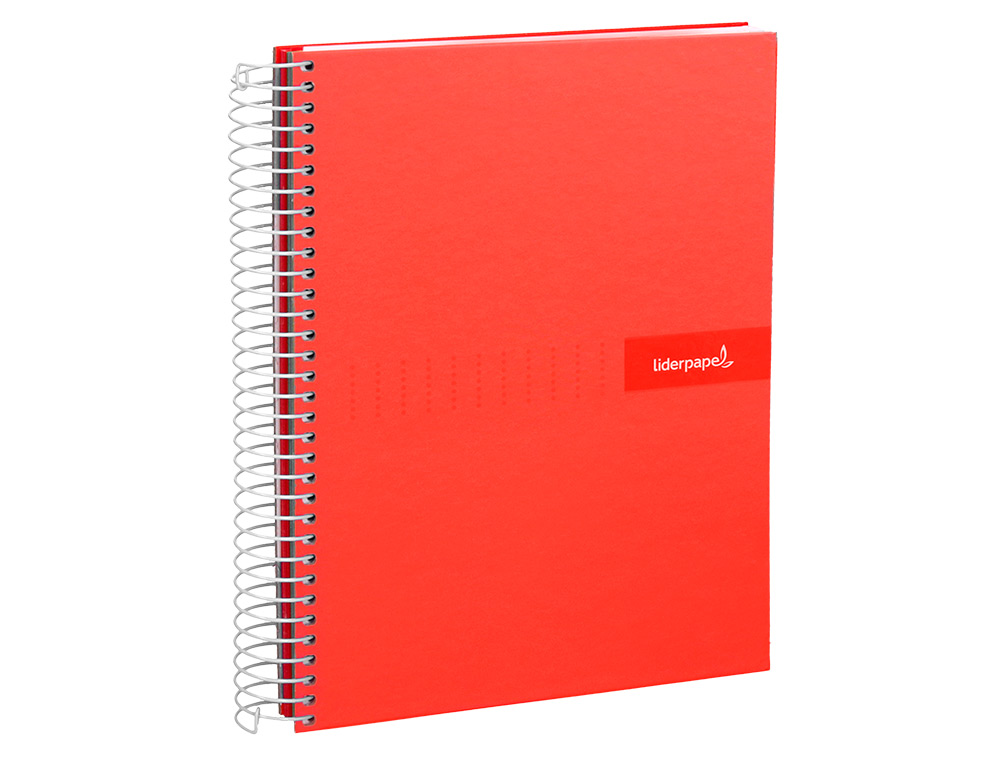 CUADERNO ESPIRAL LIDERPAPEL A5 MICRO CRAFTY TAPA FORRADA 120H 90GR CUADRO 5MM 5 BANDAS 6 TALADROS COLOR ROJO