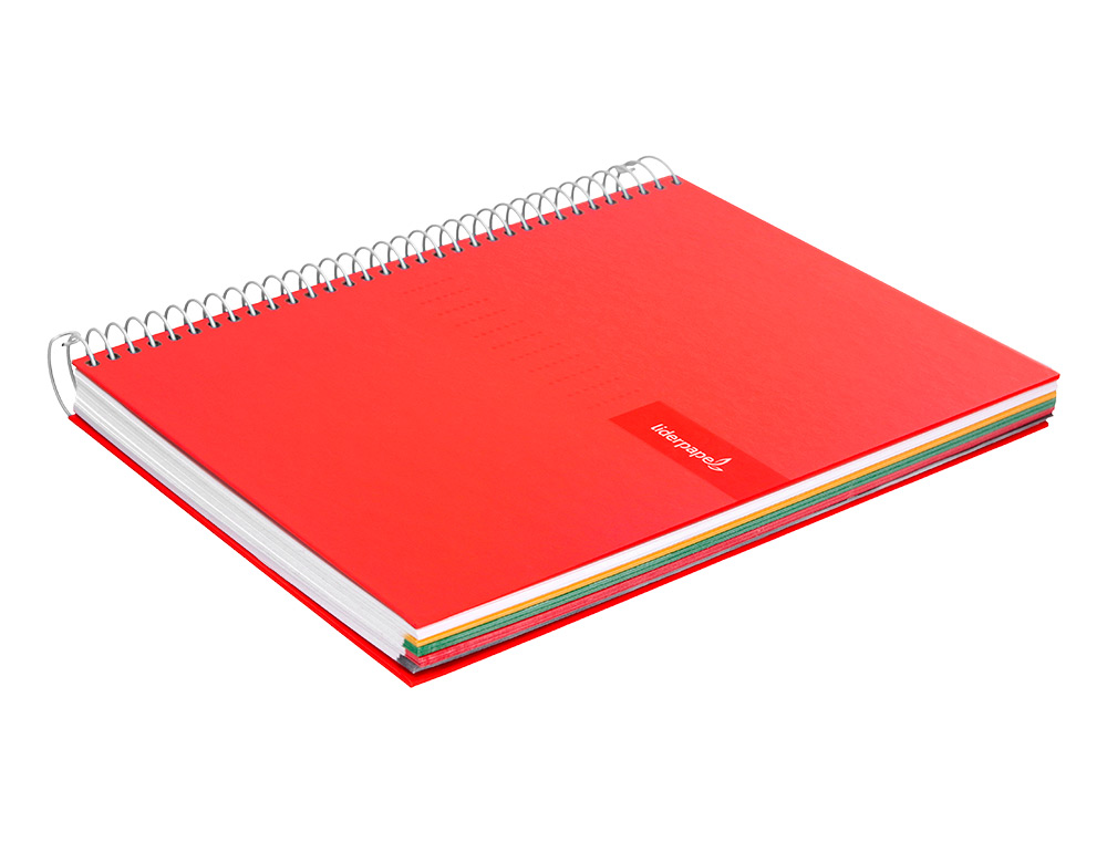 CUADERNO ESPIRAL LIDERPAPEL A5 MICRO CRAFTY TAPA FORRADA 120H 90GR CUADRO 5MM 5 BANDAS 6 TALADROS COLOR ROJO