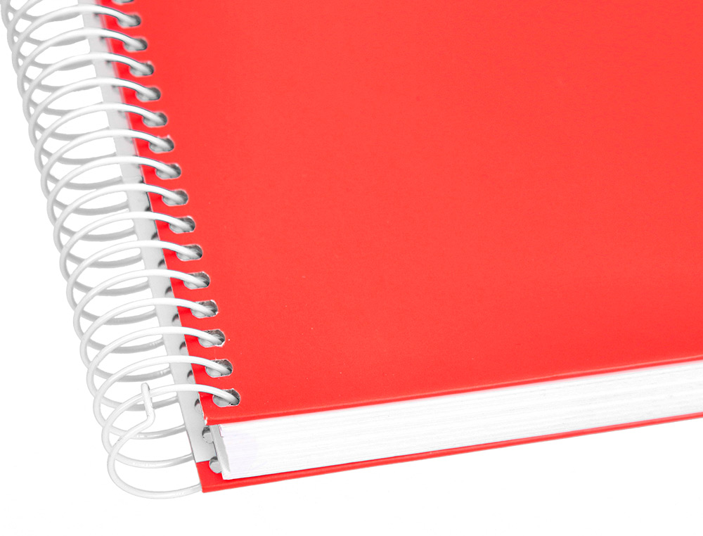 CUADERNO ESPIRAL LIDERPAPEL A5 MICRO CRAFTY TAPA FORRADA 120H 90GR CUADRO 5MM 5 BANDAS 6 TALADROS COLOR ROJO