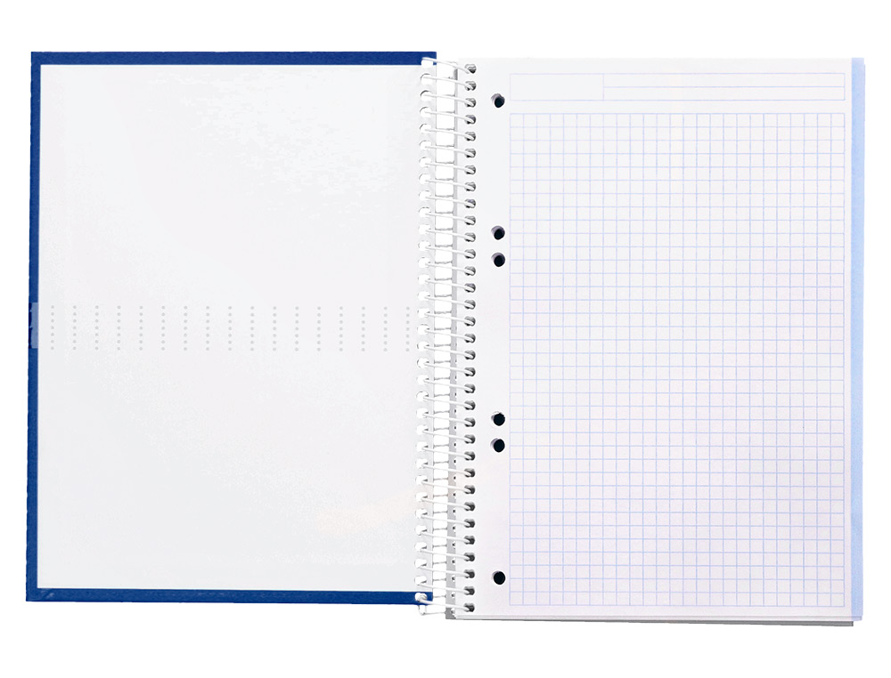 CUADERNO ESPIRAL LIDERPAPEL A5 MICRO CRAFTY TAPA FORRADA 120H 90GR CUADRO 5MM 5 BANDAS 6 TALADROS COLOR AZUL