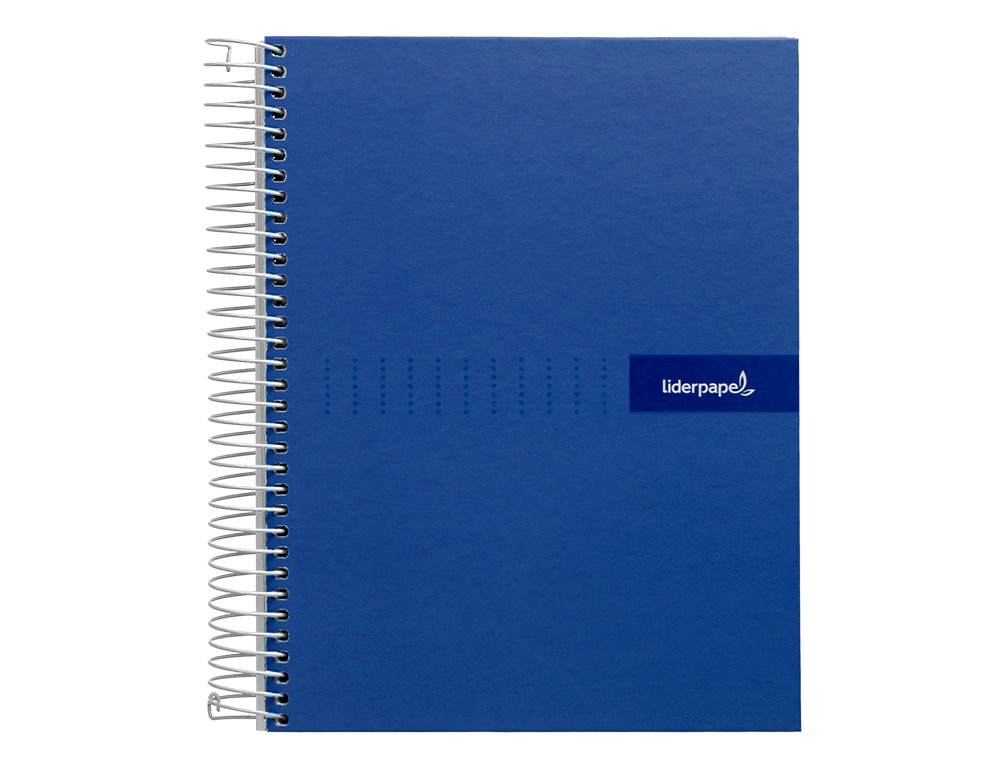 CUADERNO ESPIRAL LIDERPAPEL A5 MICRO CRAFTY TAPA FORRADA 120H 90GR CUADRO 5MM 5 BANDAS 6 TALADROS COLOR AZUL