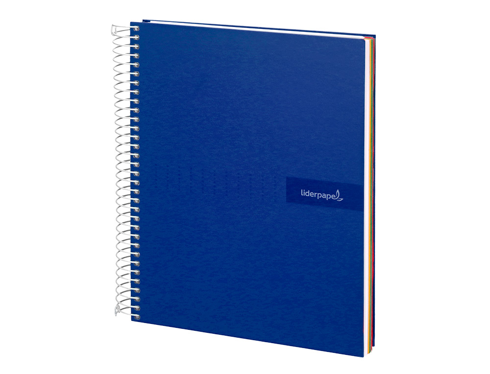CUADERNO ESPIRAL LIDERPAPEL A5 MICRO CRAFTY TAPA FORRADA 120H 90GR CUADRO 5MM 5 BANDAS 6 TALADROS COLOR AZUL