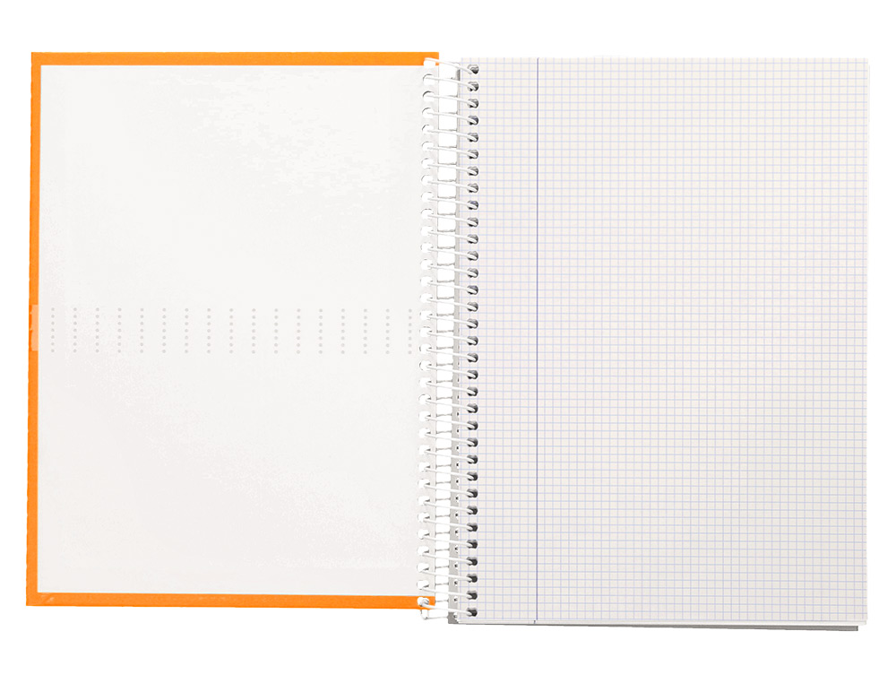 CUADERNO ESPIRAL LIDERPAPEL A4 CRAFTY TAPA FORRADA 80H 90GR CUADRO 4MM CON MARGEN COLOR NARANJA