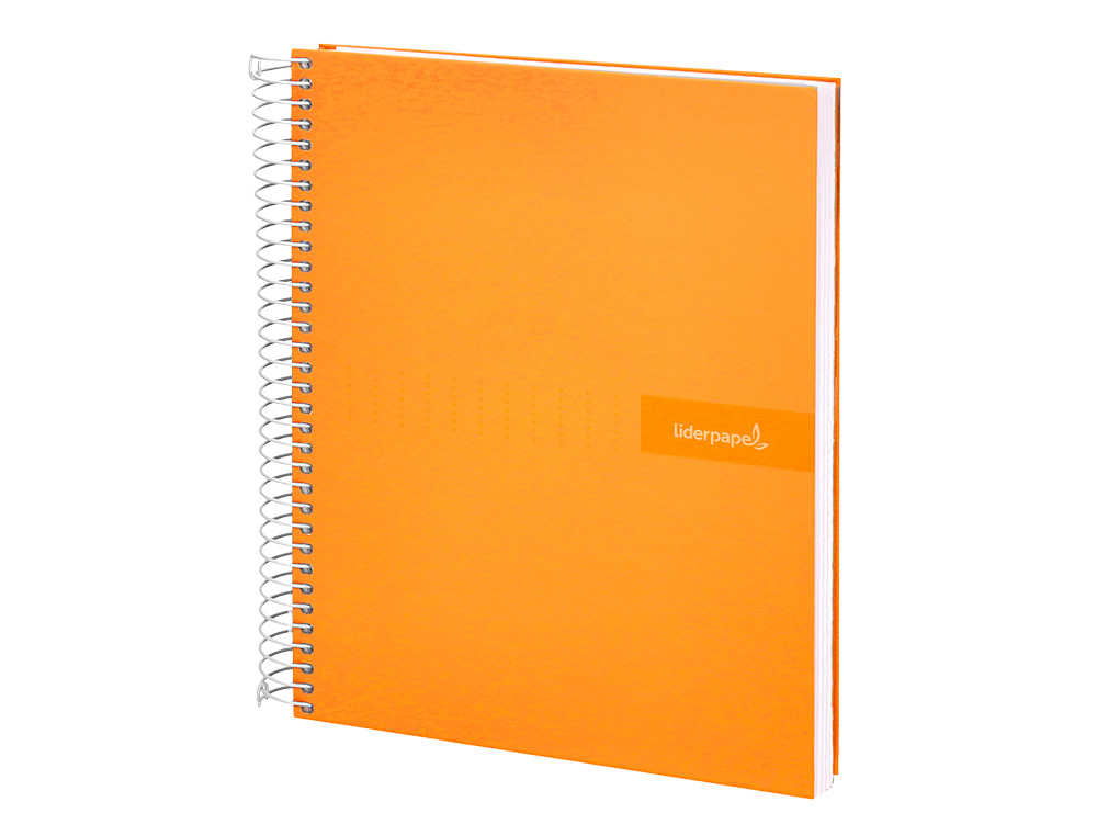 CUADERNO ESPIRAL LIDERPAPEL A4 CRAFTY TAPA FORRADA 80H 90GR CUADRO 4MM CON MARGEN COLOR NARANJA