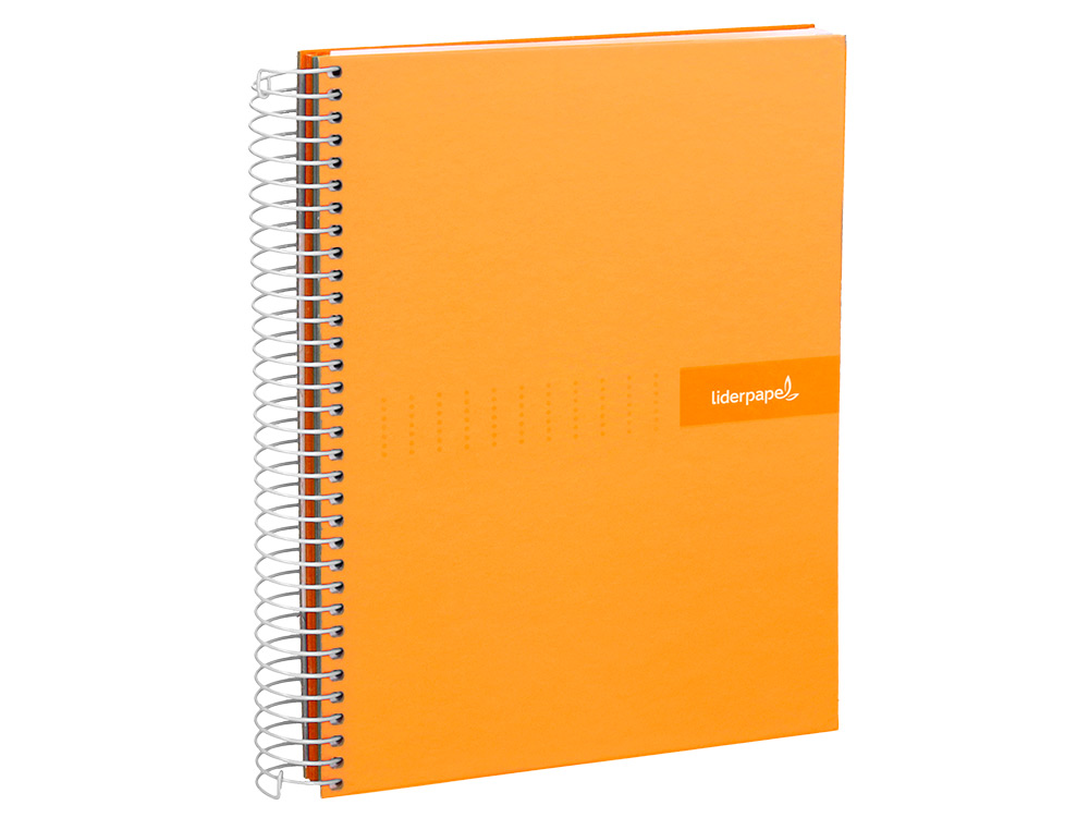 CUADERNO ESPIRAL LIDERPAPEL A4 CRAFTY TAPA FORRADA 80H 90GR CUADRO 4MM CON MARGEN COLOR NARANJA
