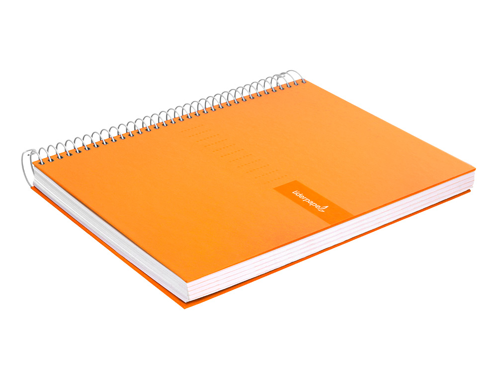 CUADERNO ESPIRAL LIDERPAPEL A4 CRAFTY TAPA FORRADA 80H 90GR CUADRO 4MM CON MARGEN COLOR NARANJA
