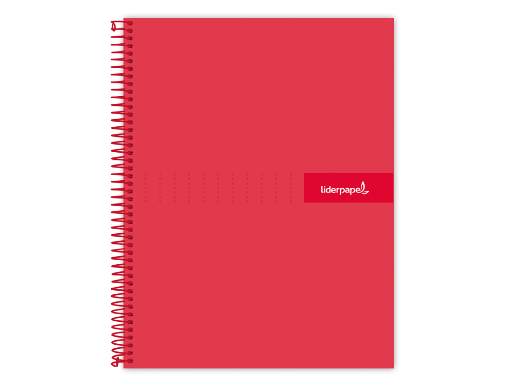 CUADERNO ESPIRAL LIDERPAPEL A4 CRAFTY TAPA FORRADA 80H 90GR CUADRO 4MM CON MARGEN COLOR ROJA