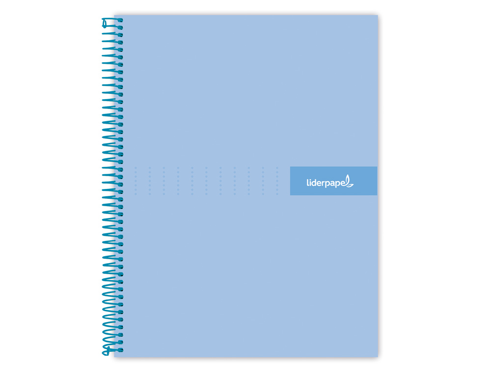 CUADERNO ESPIRAL LIDERPAPEL A4 MICRO CRAFTY TAPA FORRADA 120H 90GR CUADRO 5MM 5 BANDAS 4 COLORES CELESTE