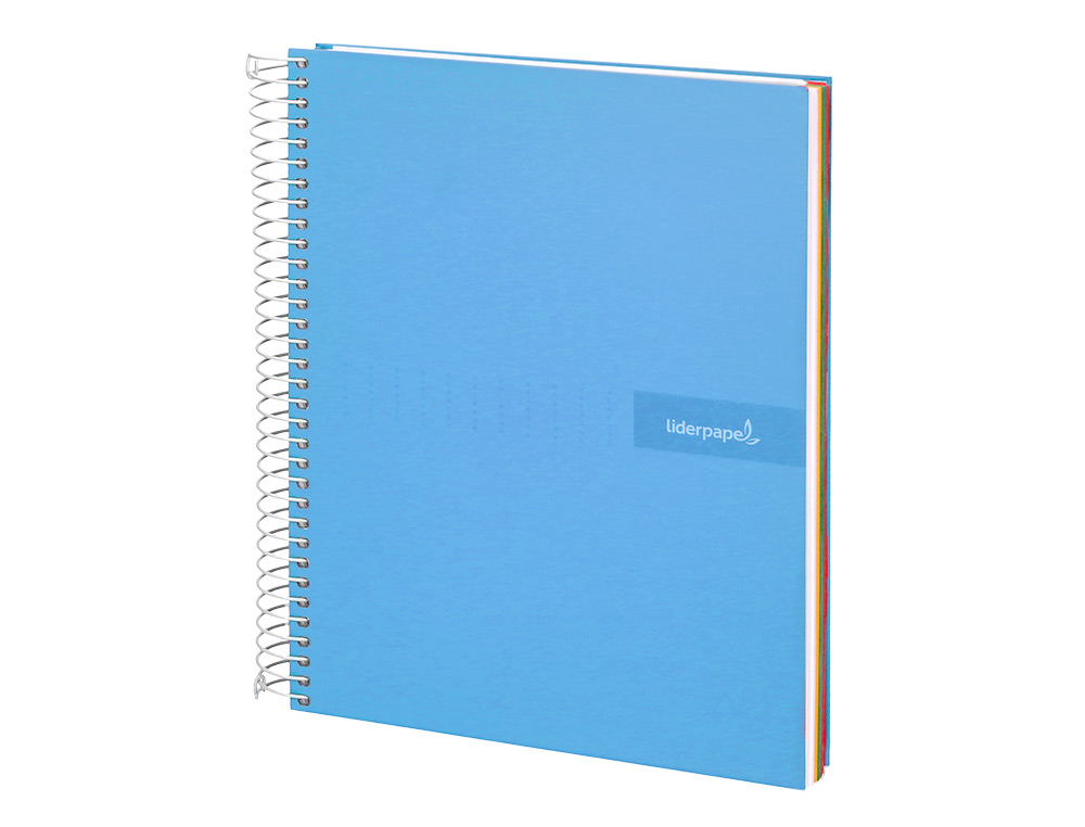 CUADERNO ESPIRAL LIDERPAPEL A4 MICRO CRAFTY TAPA FORRADA 120H 90GR CUADRO 5MM 5 BANDAS 4 COLORES CELESTE