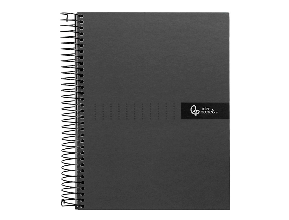 CUADERNO ESPIRAL LIDERPAPEL A4 MICRO CRAFTY TAPA FORRADA 120H 90GR CUADRO 5MM 5 BANDAS 4 COLORES COLOR NEGRO