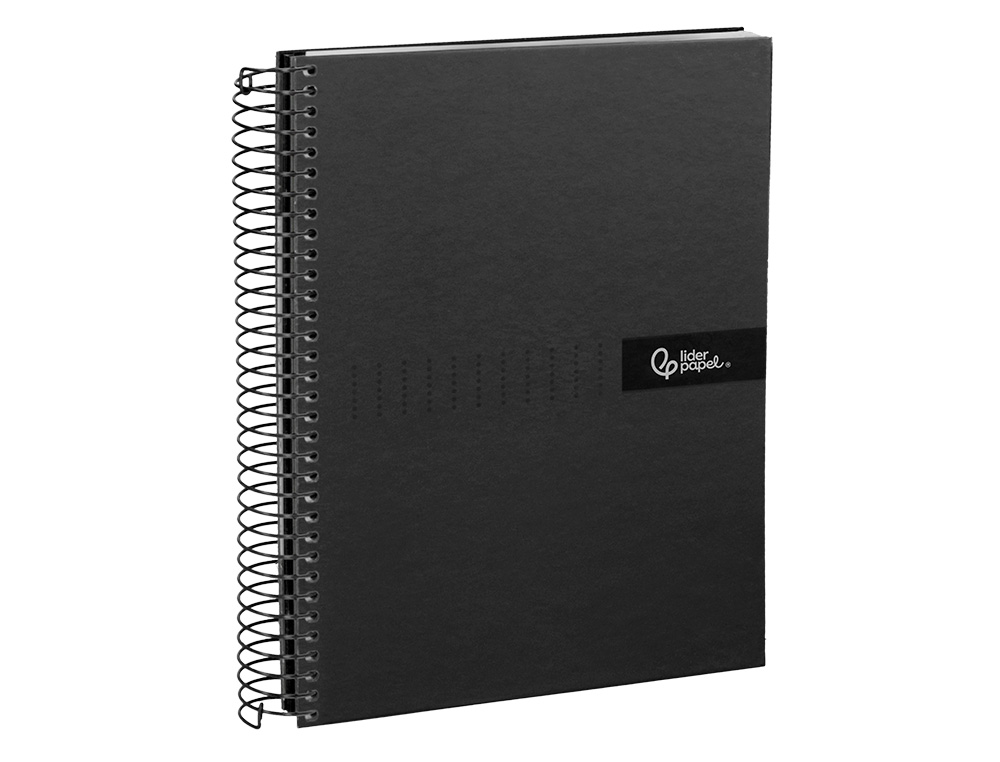 CUADERNO ESPIRAL LIDERPAPEL A4 MICRO CRAFTY TAPA FORRADA 120H 90GR CUADRO 5MM 5 BANDAS 4 COLORES COLOR NEGRO