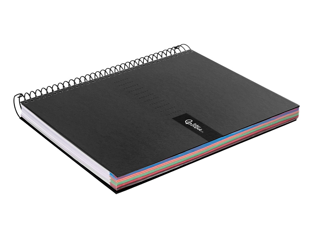 CUADERNO ESPIRAL LIDERPAPEL A4 MICRO CRAFTY TAPA FORRADA 120H 90GR CUADRO 5MM 5 BANDAS 4 COLORES COLOR NEGRO