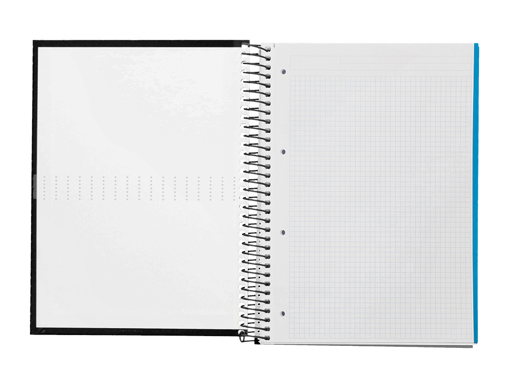 CUADERNO ESPIRAL LIDERPAPEL A4 MICRO CRAFTY TAPA FORRADA 120H 90GR CUADRO 5MM 5 BANDAS 4 COLORES COLOR NEGRO