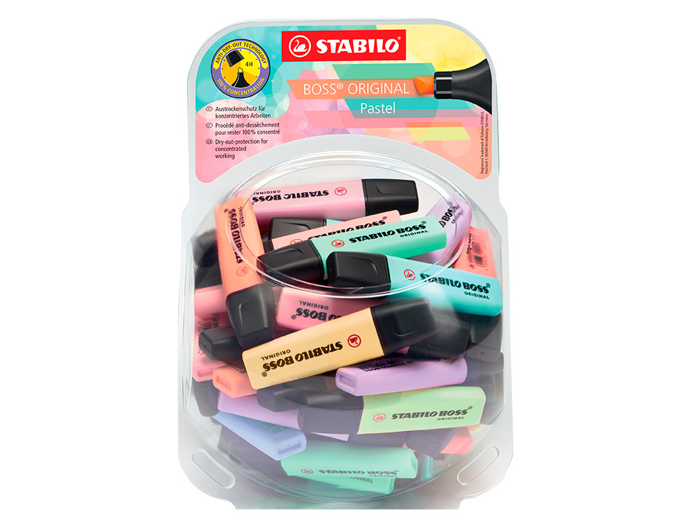ROTULADOR STABILO BOSS FLUORESCENTE 70 PASTEL EXPOSITOR BOMBONERA DE 60 UNIDADES COLORES SURTIDOS