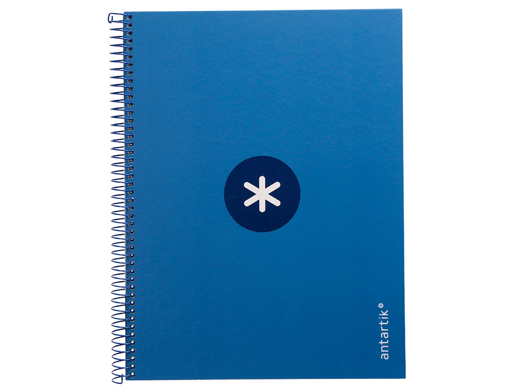 CUADERNO ESPIRAL A4 MICRO ANTARTIK TAPA FORRADA 80H 90 GR CUADRO 5MM 1 BANDA 4 TALADROS AZUL OSCURO