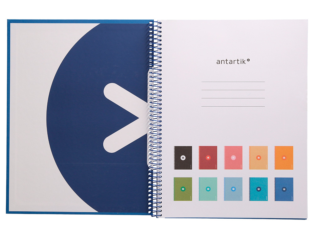 CUADERNO ESPIRAL A4 MICRO ANTARTIK TAPA FORRADA 80H 90 GR CUADRO 5MM 1 BANDA 4 TALADROS AZUL OSCURO