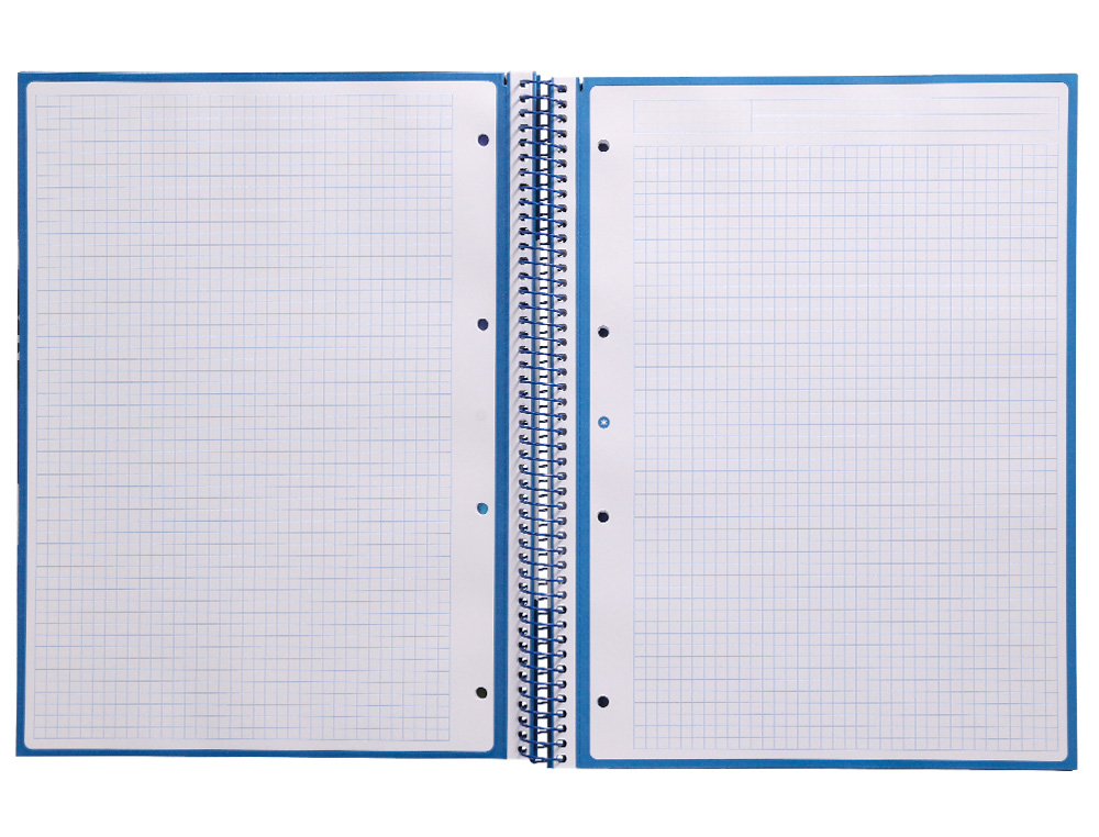 CUADERNO ESPIRAL A4 MICRO ANTARTIK TAPA FORRADA 80H 90 GR CUADRO 5MM 1 BANDA 4 TALADROS AZUL OSCURO