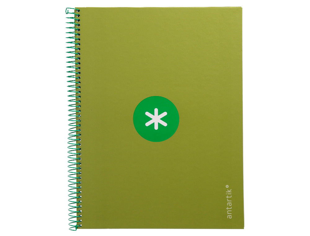 CUADERNO ESPIRAL A4 MICRO ANTARTIK TAPA FORRADA80H 90 GR HORIZONTAL 1 BANDA 4 TALADROS COLOR VERDE