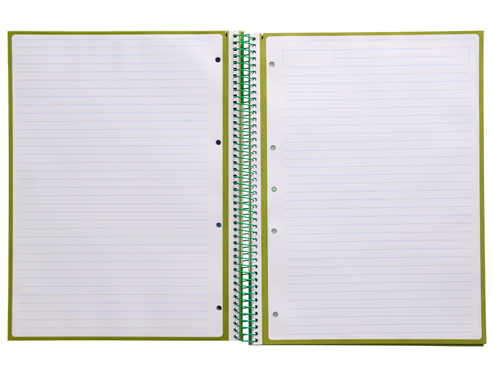 CUADERNO ESPIRAL A4 MICRO ANTARTIK TAPA FORRADA80H 90 GR HORIZONTAL 1 BANDA 4 TALADROS COLOR VERDE