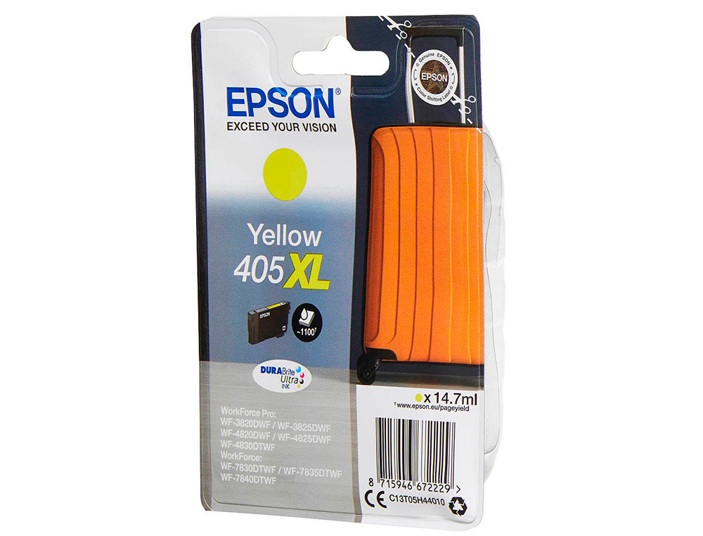 INK-JET EPSON 405 XL WF-3820DWF / WF-4820DWF / WF-7830DTWF / WF-7840DTWF ALTA CAPACIDAD AMARILLO