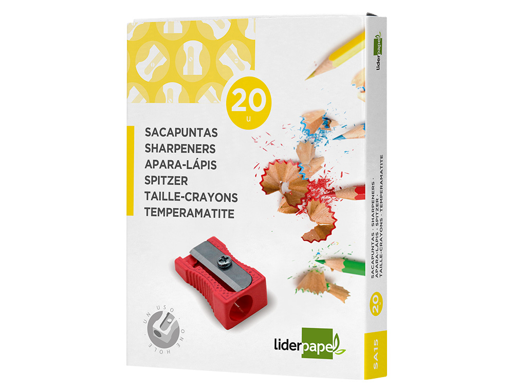 SACAPUNTAS LIDERPAPEL METALICO CUA 1 USO COLOR ROJO