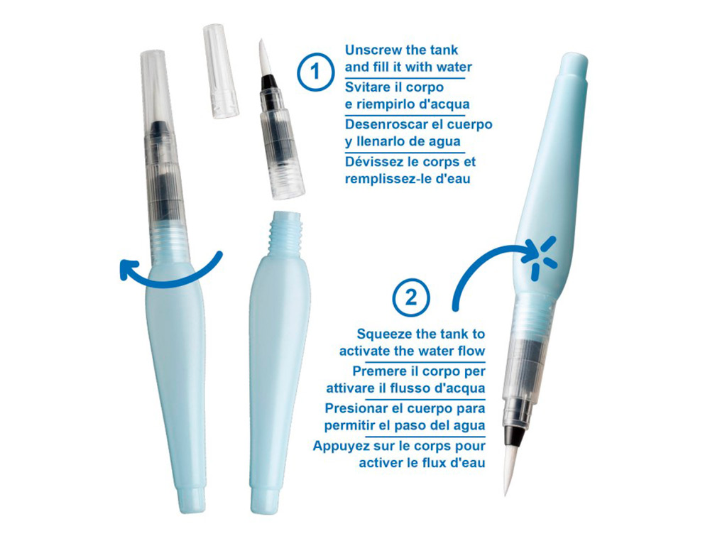 PINCEL CARIOCA RECARGABLE AGUA REDONDO CAJA DE 3 UNIDADES PUNTAS SURTIDAS
