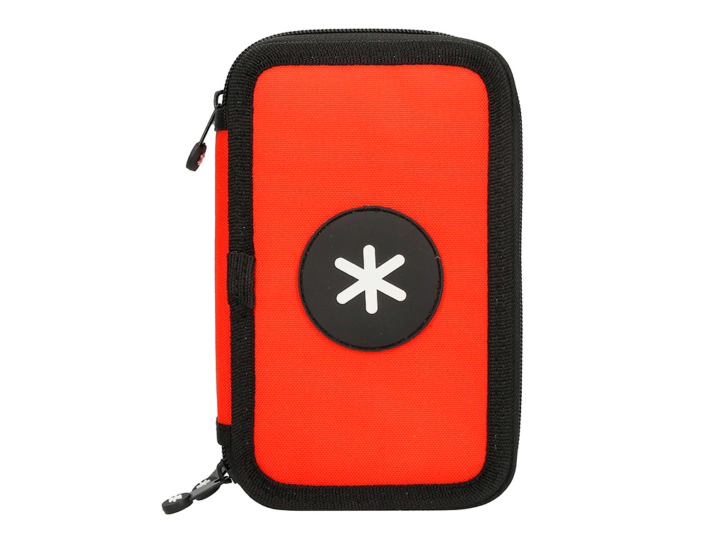 PLUMIER ESCOLAR ANTARTIK TRIPLE CREMALLERA COLOR ROJO 36 PIEZAS