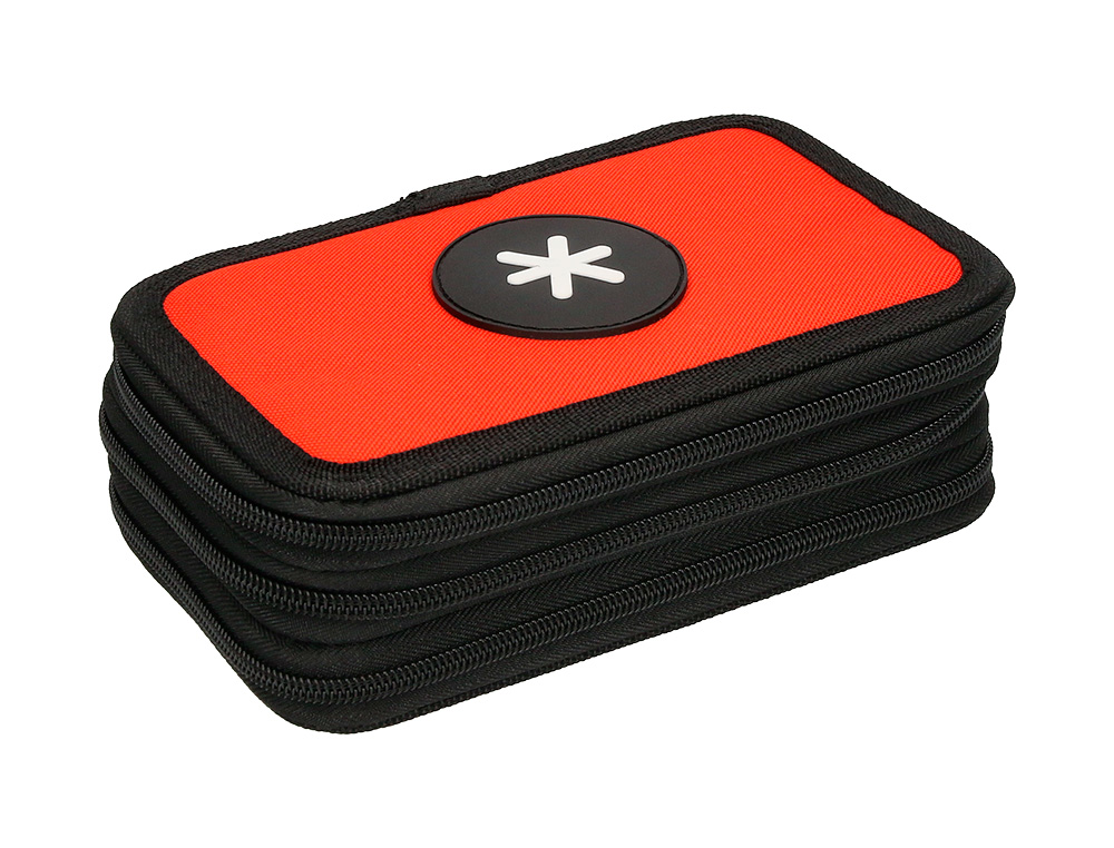PLUMIER ESCOLAR ANTARTIK TRIPLE CREMALLERA COLOR ROJO 36 PIEZAS