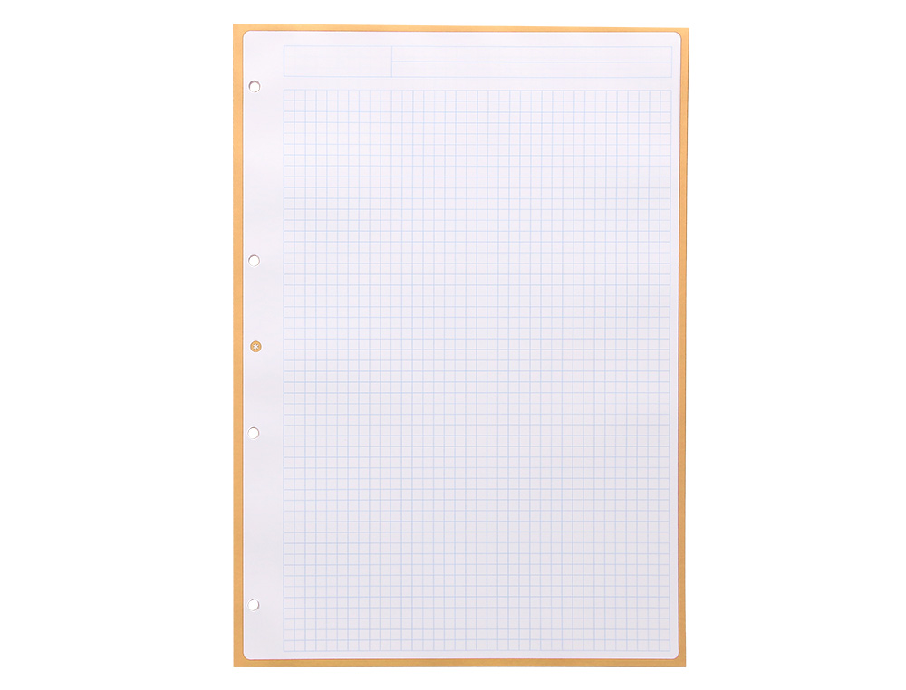 RECAMBIO ANTARTIK A4 80 HOJAS 90GR CUADRO 5MM 4 TALADROS 1 BANDA CON MARCO COLOR PEACH